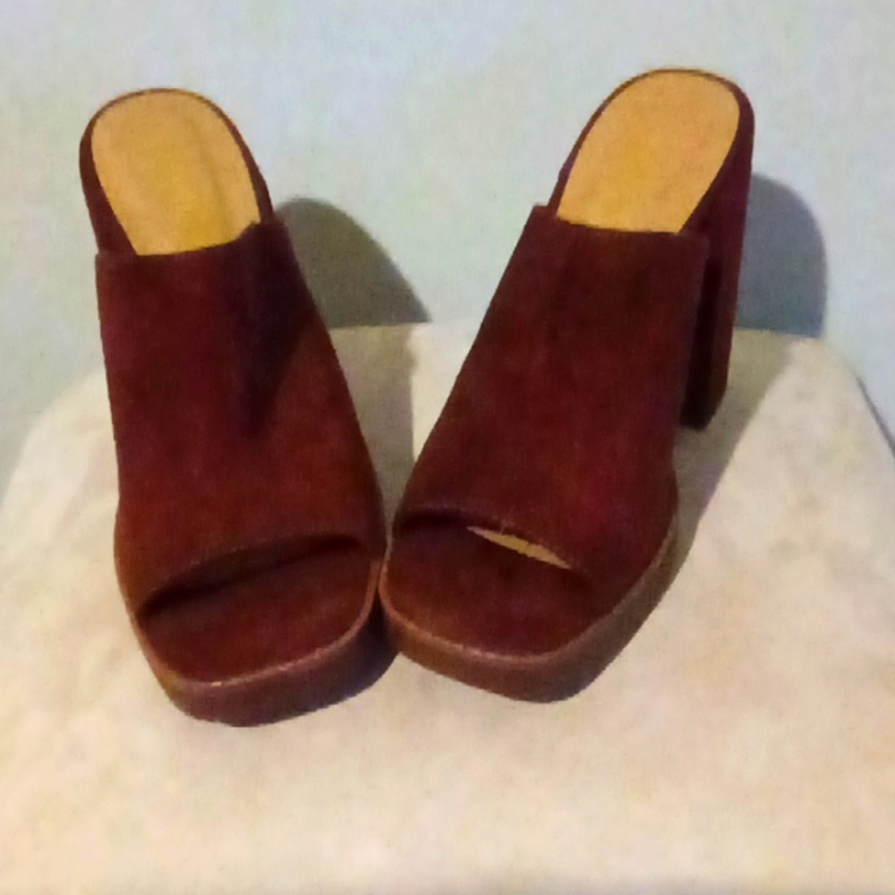 Chocolate brown suede wedge sku 1F
